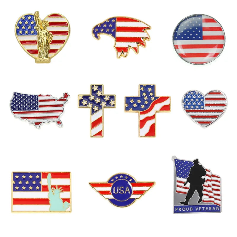 Manufacturer Enameled United States of America Flag Statue of Liberty Brooch Badge Hat Clothes Tie Scarf Button Lapel Pin