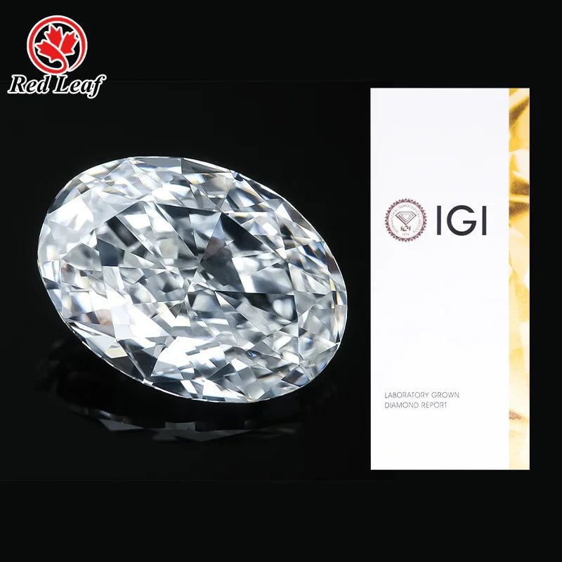 Redleaf Lab Diamond HPHT CVD VVS VS 2ct 3Carat 4 Carat Oval Cut Lab Grown Diamond Igi Certificate Pass Test for Jewelry Making