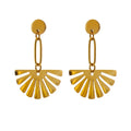 JINYOU 1777 Personalised 18K Gold Plated Waterproof Jewelry Stainless Steel Statement Leaf Pendant Earrings for Women