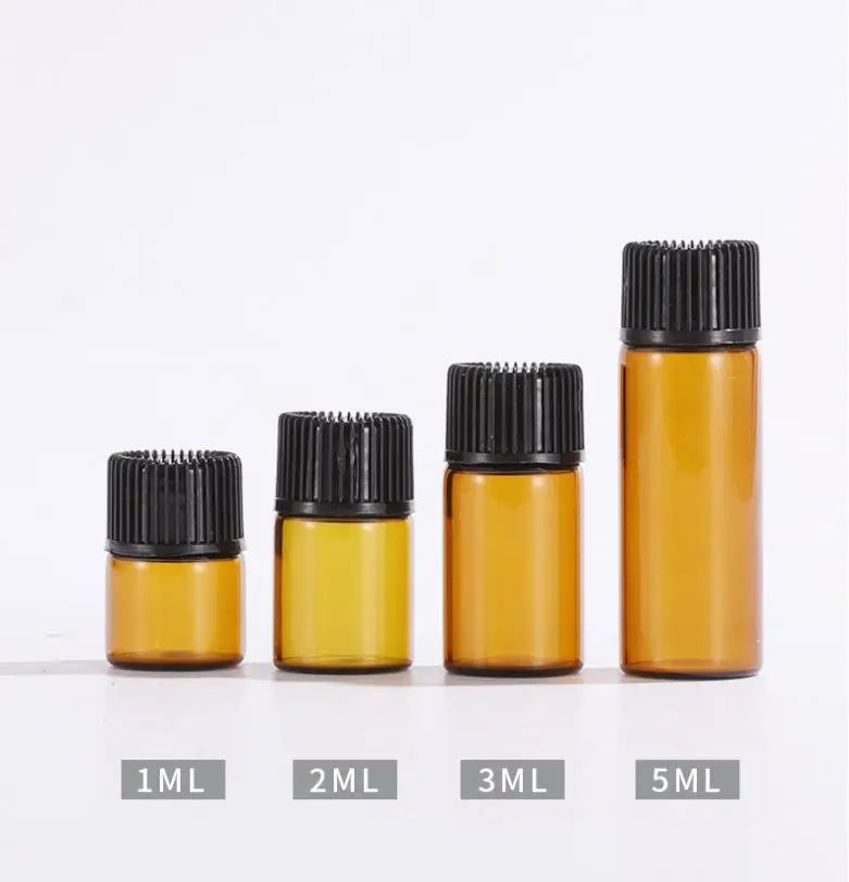 Wholesale Empty 1ml 2ml 3ml 5ml Cosmetic Essential Oil Perfume Sample Tester Clear Amber Glass Vial Bottle With Screw Cap