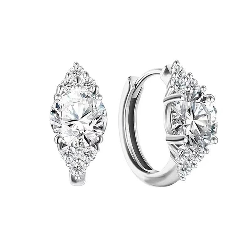 S925 Silver 1 Carat Moissanite Earring Buckle Earrings for Women Simple and Stylish for Daily Wear