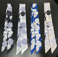 New Camellia Printing Narrow Skinny Scarf for Women Decorative Camellia Hair Scarf
