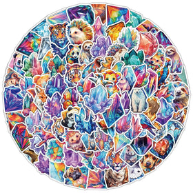 100PCS Creative Cool Fashional Aesthetic Art Hedgehog rainbow Animals Decals Crystal Sticker