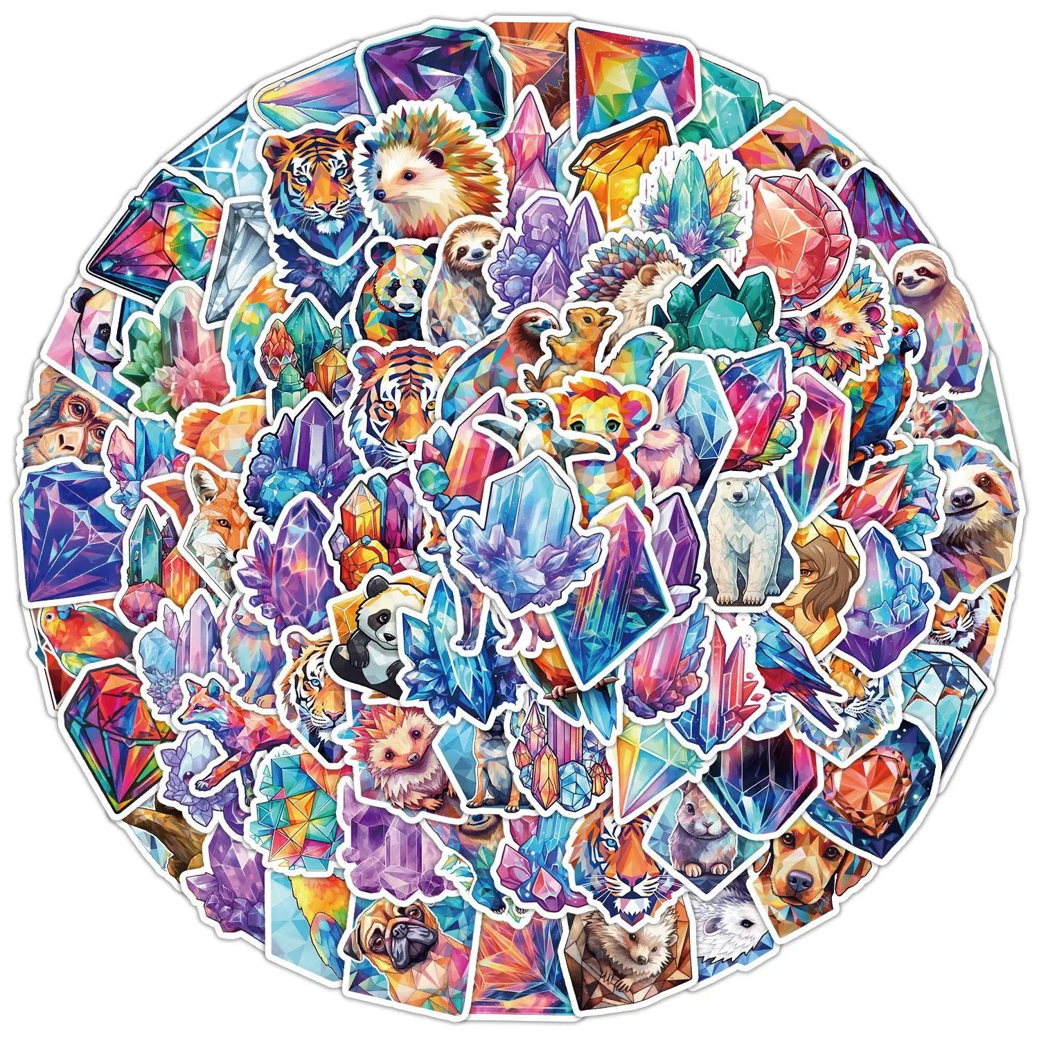 100PCS Creative Cool Fashional Aesthetic Art Hedgehog rainbow Animals Decals Crystal Sticker