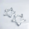 Tealight Glass Crystal Clear Star-Shaped Votive Holder 7*2cm Silk Screen Printed Ounis for Home Decoration Christmas