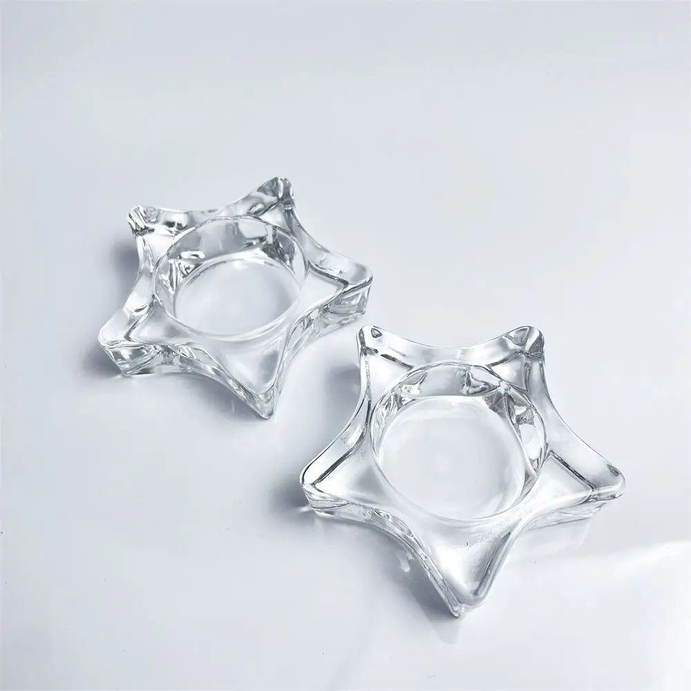 Tealight Glass Crystal Clear Star-Shaped Votive Holder 7*2cm Silk Screen Printed Ounis for Home Decoration Christmas