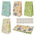 Flower Printing Paper Gift Packaging Paper Bags With Stickers Spring Theme Party Favor Cookie Candy Treat Paper Bags MegaBDM