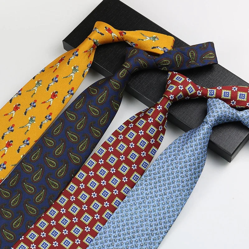 Fashion Design Printed Mens Neckties Bright Yellow Polyester Stock Pattern Ties for Men Yellow Casual Tie