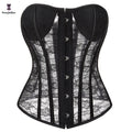 Black Women's Thin Corset Top Sexy Translucent Lingerie Padded Cup Bustier Floral Lace Mesh G String 3D Embroidery Breathable