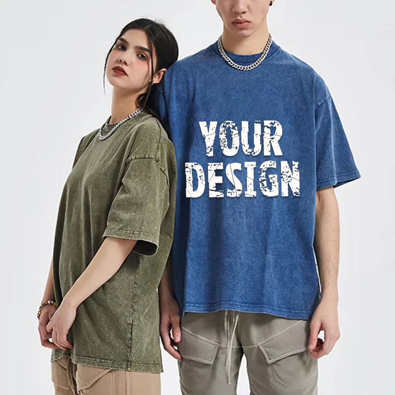 Manufacturer Unisex High Quality Dropped Shoulder Crew Neck T-shirt Custom Printed Embroidered LOGO Oversized Heavyweight Tshirt
