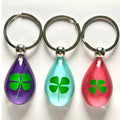 Ivy New Promotional Souvenir Gifts Handicrafts Acrylic Four Leaf Clover Muti Color  Resin Key Chain Charming Key Ring
