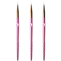 2025 New Design Pink Handle Striping Nail Art Brushes 3pcs 5mm 7mm 9mm Set for Long Liner Details
