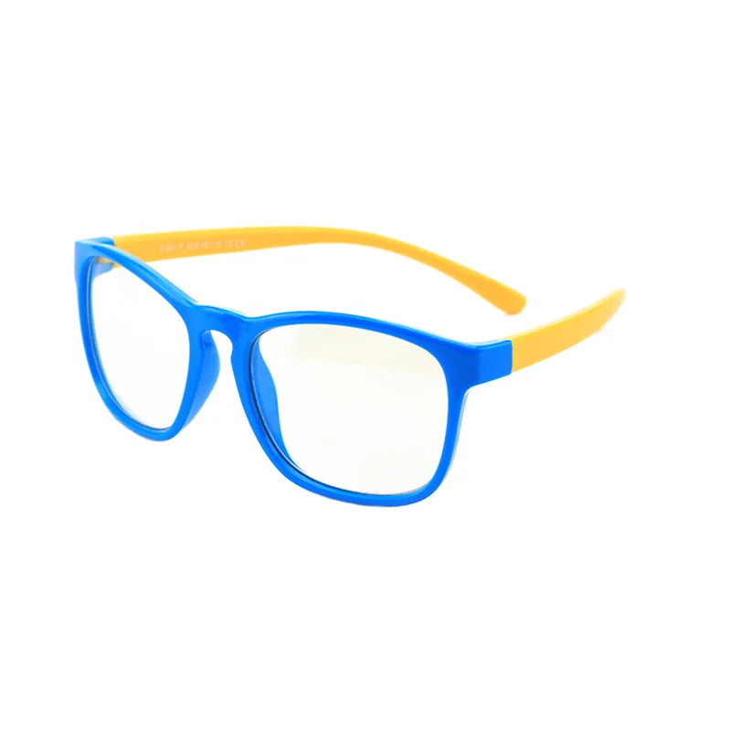 Cute Kids UV400 Anti Blue Light Glasses Silicone Frame Colorful Stylish Boys Girls Glasses Red Yellow Lenses Made Tac Material
