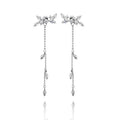 Wholesale Jewelry Earrings Women Dainty 925 Silver Cubic Zirconia Leaf Long Stud Earing