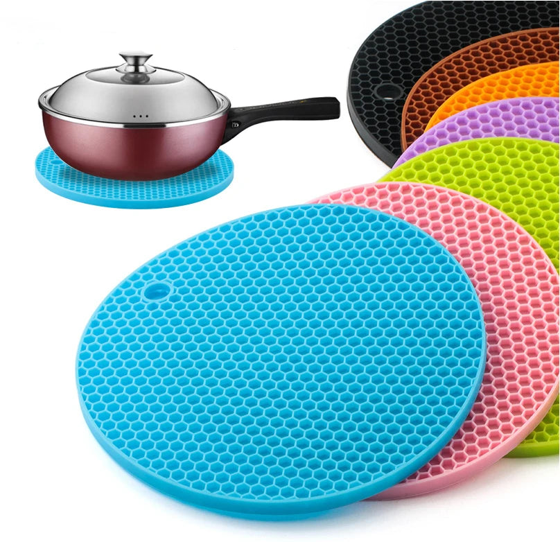 Silicone Round Pot Holder  Non-slip Pot Holder Pad Table Placemat Silicone Trivets Mat Kitchen Accessories Tool