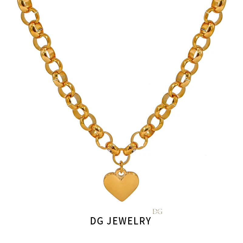 New Ins Simple Everything Smooth love Pendant Stainless Steel Bracelet OT Buckle  Charm Jewelry Necklace