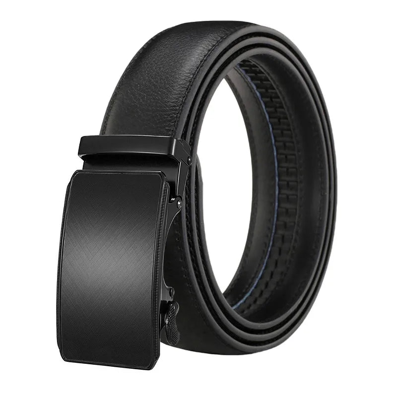 LQbelt Men's Automatic Buckle Leather Belts for Men Ratchet Belt Russian Market E-commerce Custom LOGO Wholesale Stock Factory