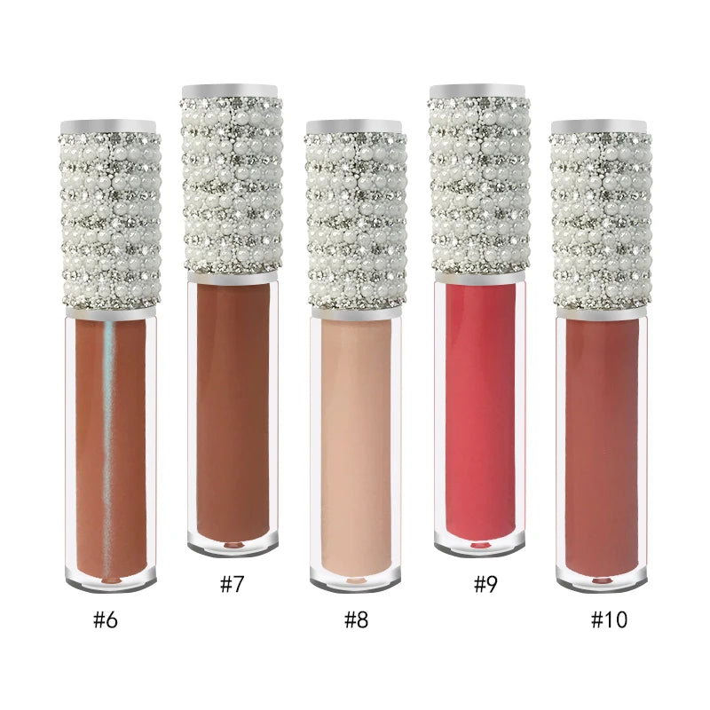 Wholesale Private Label Vegan Liquid Lipstick Lip Gloss Clear Transparent Tube Pearl Lid Shimmer Matte Moisturizing Lipgloss