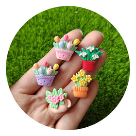 Flower Charm Tulip Aarcissus Resin Flat Back Easter DIY Crafts Materials Scrapbook Bowknot Slime Playdough Decor