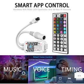 Smart WIFI LED Controller DC12-24V 100W 3 Channel Common Anode Signal Dimmer Blue Tooth Voice 44 Key IR Remote 50M Range RGB