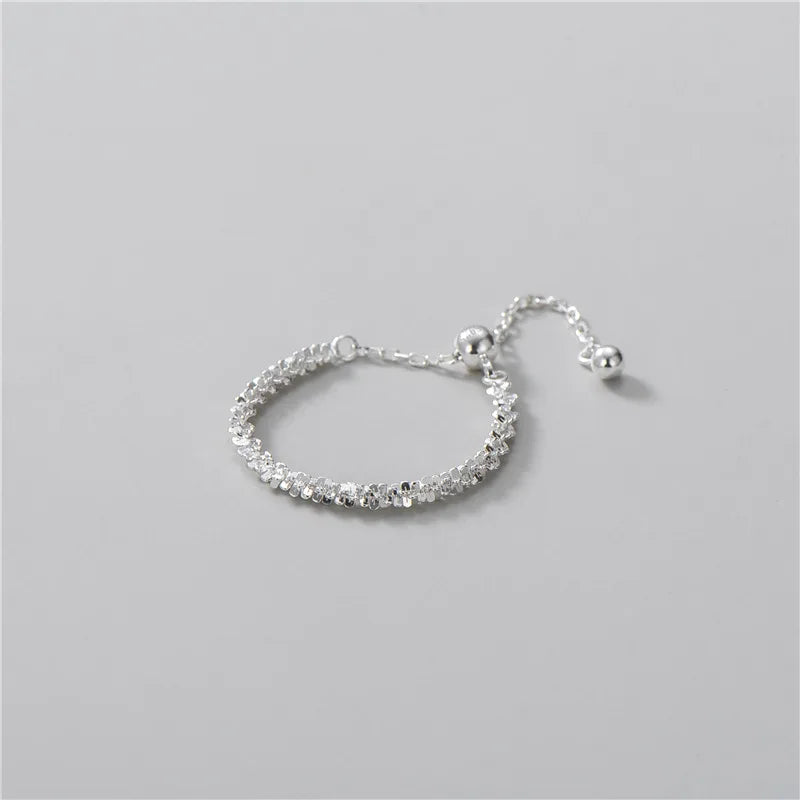 Margarita Twisted Rock Chain Ring in 925 Sterling Silver Hypoallergenic Comfortable Stylish Jewelry for Everyday Wear