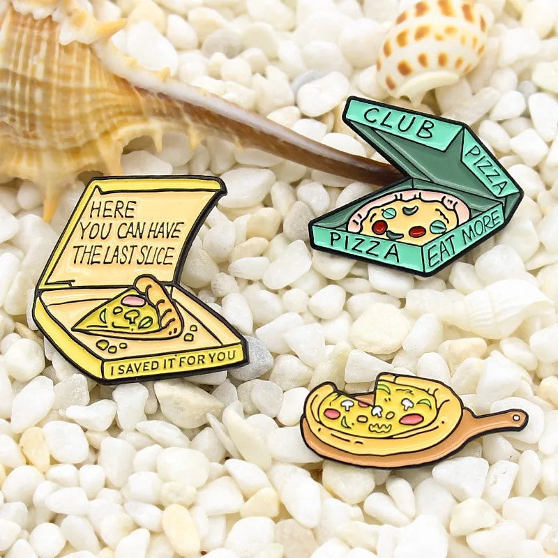 Wholesale Cartoon Food Elements Delicious Smiling Face Pizza Brooch Trendy Clothing Badge Accessories