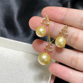 Semi-finished Jewelry 18K Accessories Pearl Stud Earrings and Pendant Combination Yellow Gold Jewelry Round Beads Pearl Earrings