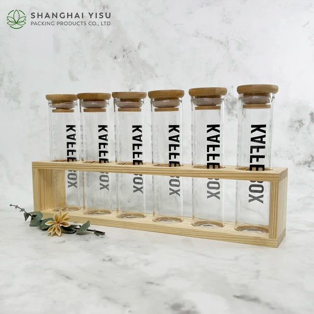 Borosilicate Glass Tube with Bamboo Wood Cap Bamboo Lid