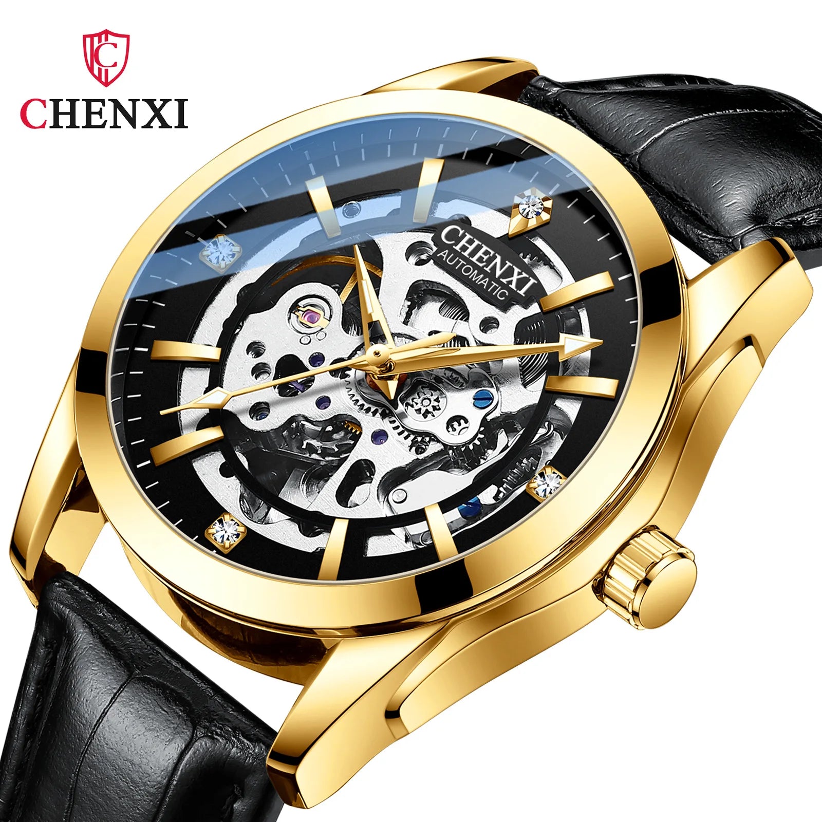 CHENXI New 8821 Watch Men Automatic Mechanical Tourbillon Business Movement Clock Waterproof Luminous Wrist Montre Homme