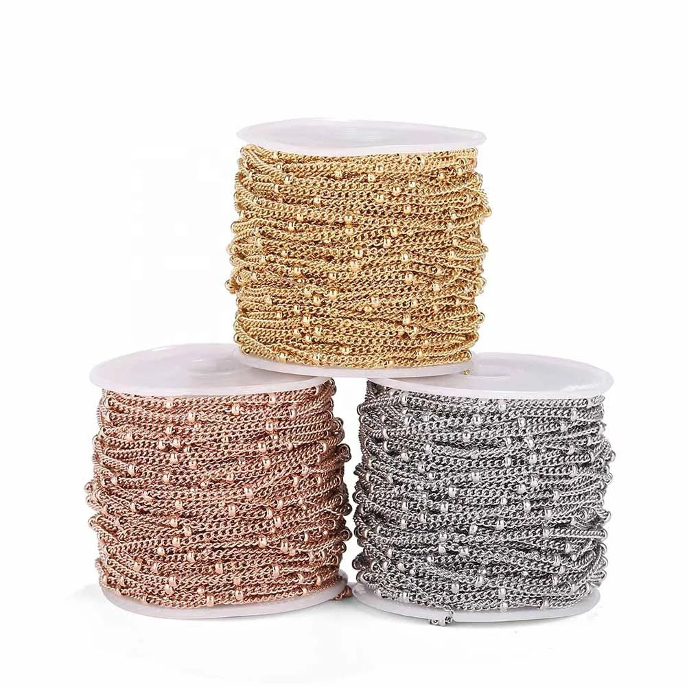 New Designs Chains for Jewelry MakingColor Retention 1.5/2.0mm Spacer Bead ChainSemi-finished Stainless Steel Chain