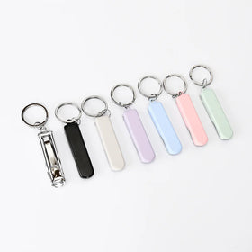 Engrave Logo Steel Ultra-thin Foldable Hand Toe Nail Clippers Cutter With Keychain Cutter Trimmer Silver Nail Tool Kit Key Ring