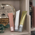 Customized Portable Double Head Lip Gloss Containers 15g Capacity Plastic Tube Soft One Tube Two Eye Massage Lipstick Storage