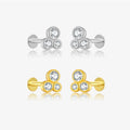 FUAMAY 18K Gold Plated Minimalist Earrings 925 Sterling Silver Flat Back Aretes Trio Stud Earrings