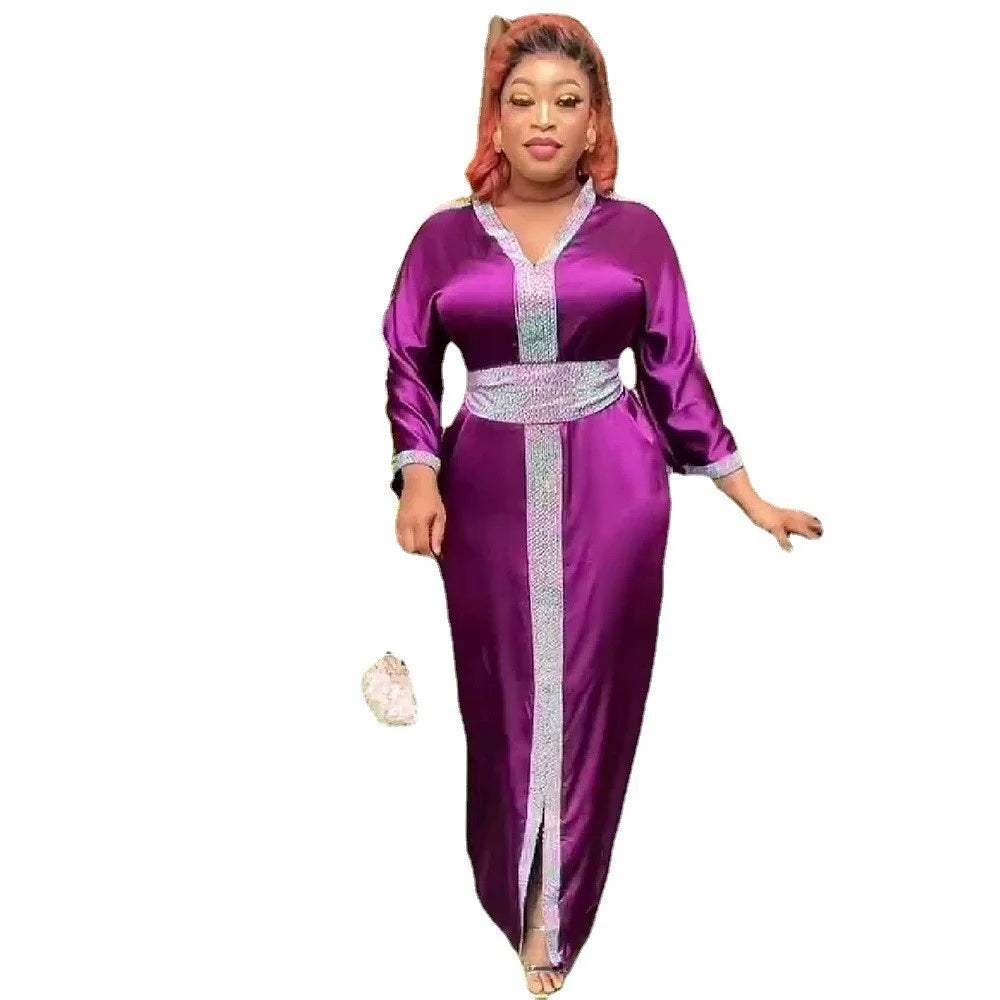 Best Selling Fashion African Dress Rayon Dresses Women Party Rhinestone South Africa Dress