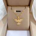 Classic Cute Flying Bird Phoenix Eagle Wing Pendant Necklace for Women 316L Stainless Steel Trendy Link Premium Jewelry (NL035)
