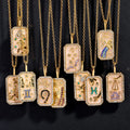 Female Elegant 12 Horoscope Sign Stainless Steel Zodiac Necklace Zircon Stone Diamond Birth Sign Pendant Necklace Women Jewelry