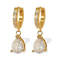 New Arrival Minimalist Retro Titanium Steel Delicate Sparkling Zirconia Diamond Water Drop Earrings for Women