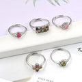 Exquisite 4*6mm Brass Oval Gem Stone Rings Crystal Natural Gemstone Tourmaline Crystal Stone Ring