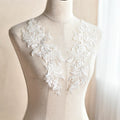 European Style White Polyester Lace Embroidery Flowers Patch Handmade DIY Wedding Veil Accessories for Shoes Bags Elegant