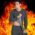 Zhejiang BNY Men's Winter Thick Polyester/Cotton Fleece Lined Thermal Long Sleeve V-neck 2-Piece Solid Pattern Long Johns