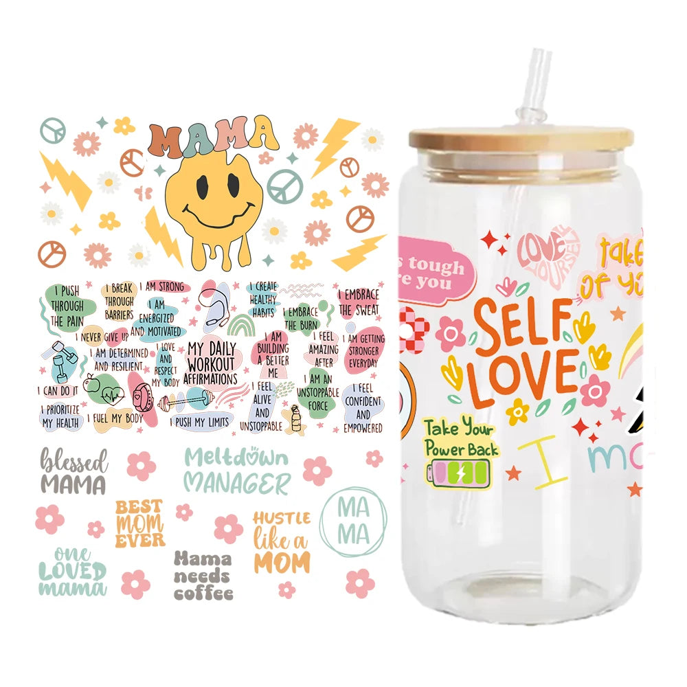 No Moq Custom UV Transfer Design Wholesale UV Wraps UV Cup Wrap Transfers for 16oz Libbey Glass
