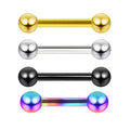 Gaby 316L Surgical Steel  Gold  External Thread Black rainbow Plated Tongue Barbell 14g Nipple  Barbell Piercing Jewelry