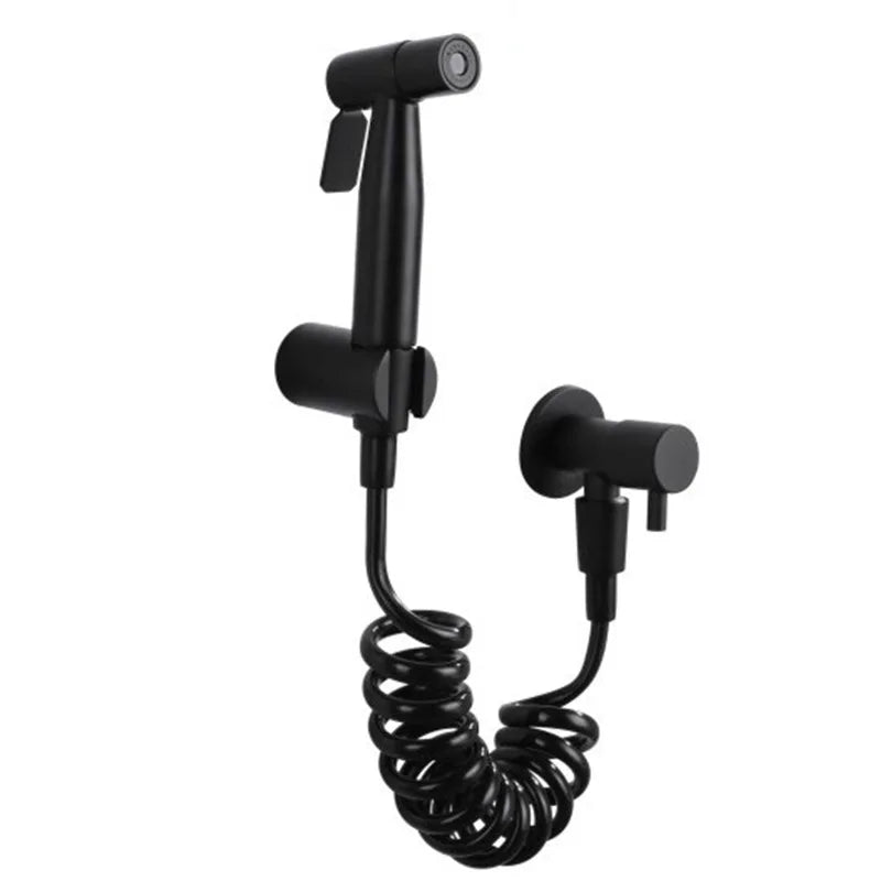 Matte Black Modern Toilet Bidet Wall-Mounted Shattaf Sprayer Kit with Easy Installation for Bathroom Cleaning