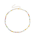 Bohemian Colorful Seed Glass Bead Beach Pearl Knitting Necklace for Women GMN006
