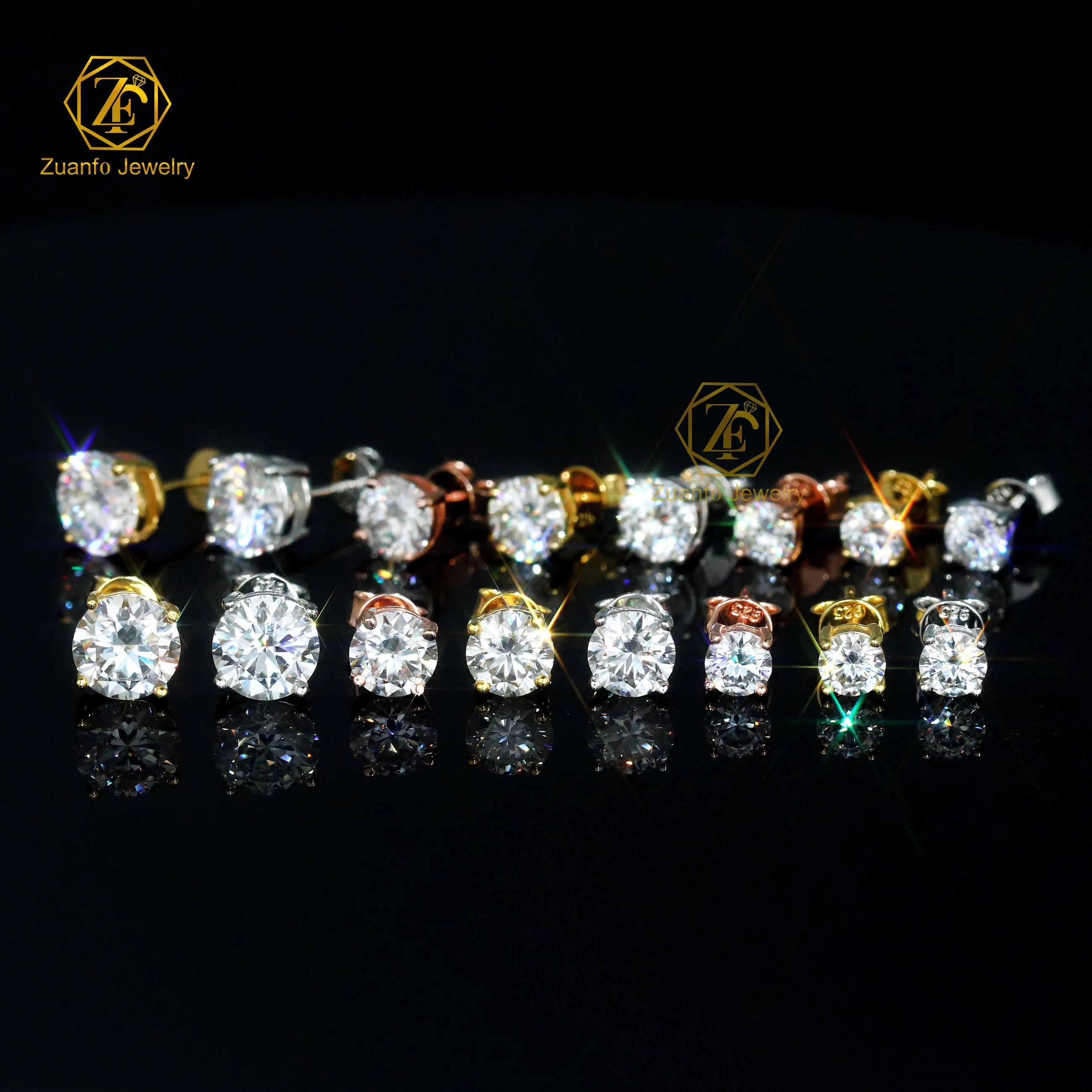 2025 Moissanite Stud Earrings Lab Created Diamond 18K Real Gold Plated 925 Sterling Silver Earring Jewelry Gifts for Women Men