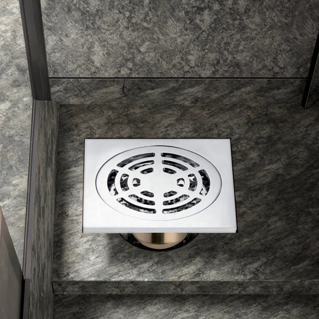 Modern 10cm Brass Square Anti-Odor Floor Shower Drain 3 Inch Bathroom Waste Grate Bathtub Drainer