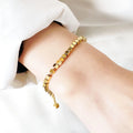 Wholesale Fashion Waterproof Stainless Steel Titanium 18k Gold Plated Squrae Boho Bead Beaded Adjustable Loose Beads Bracelet