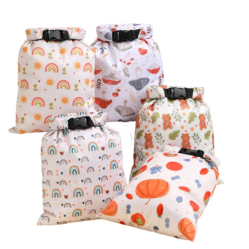 40*28cm Portable Polyester Wet/Dry Storage Bags Waterproof Reusable Laundry Washable Cloth Diaper Bags Print Pattern Wet Bags
