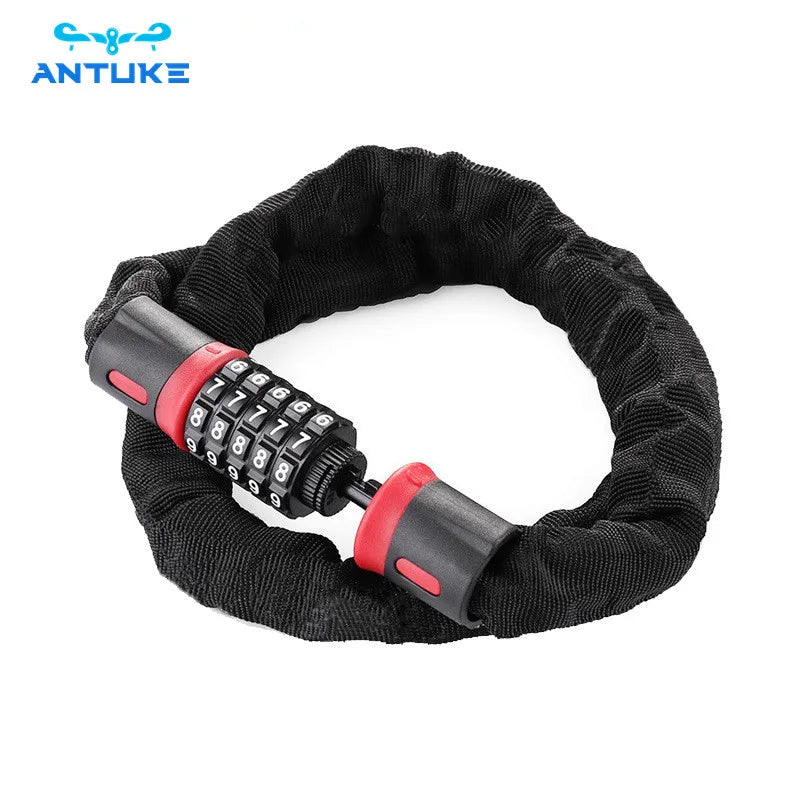 Universal Bicycle Five Digit Password Lock MTB Road Bicycle Security Chain Belt Password Keyless