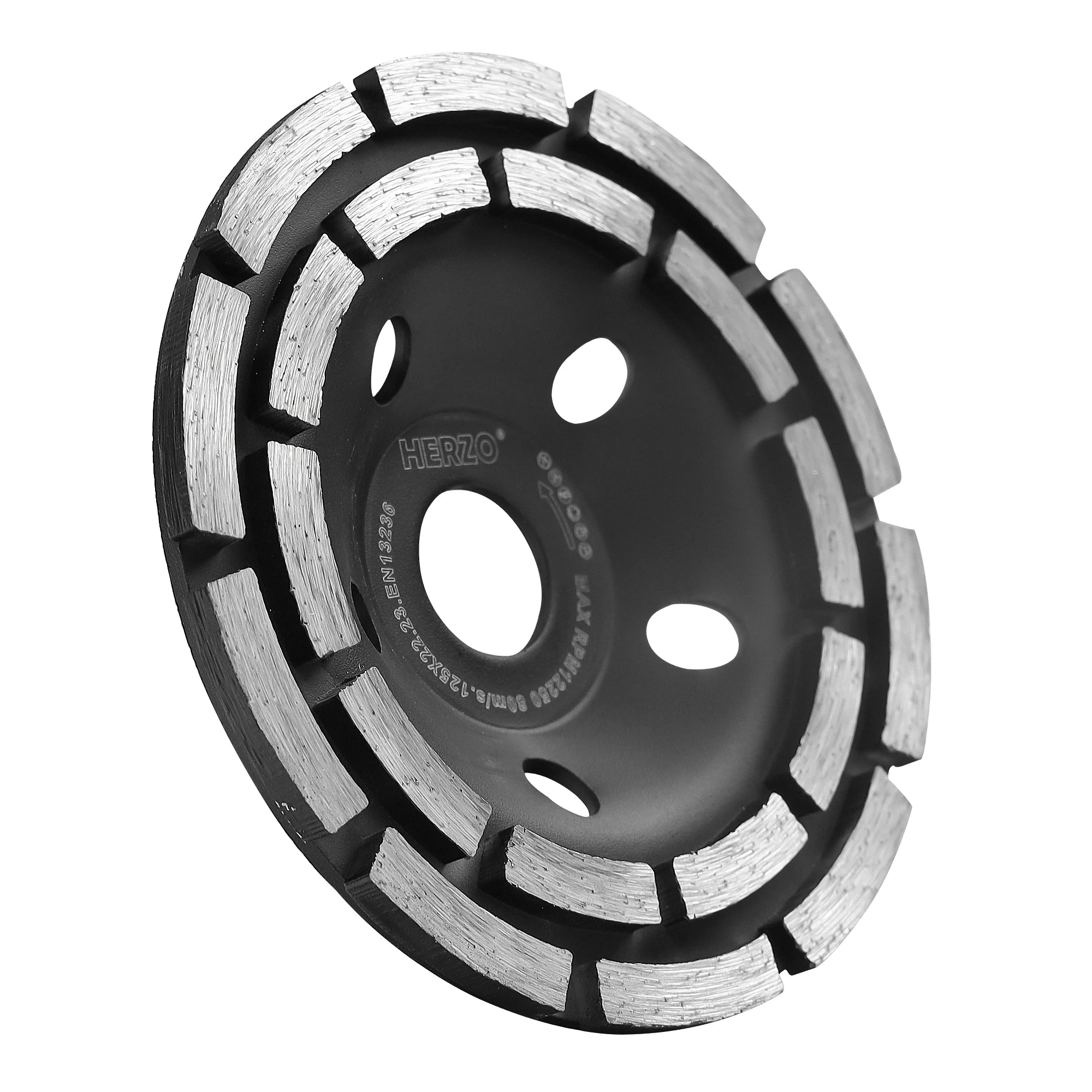 HERZO 125mm Double Row Diamond Cup Wheel for Angle Grinder 125mm Diamond Abrasive Discs for Aluminum Deburring Applications